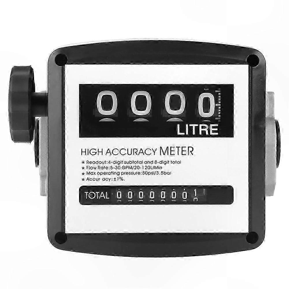 4-Digit Mechanical Fuel Flow Meter with 1 Inch Internal Thread, 5-30 GPM/20-120L/Min