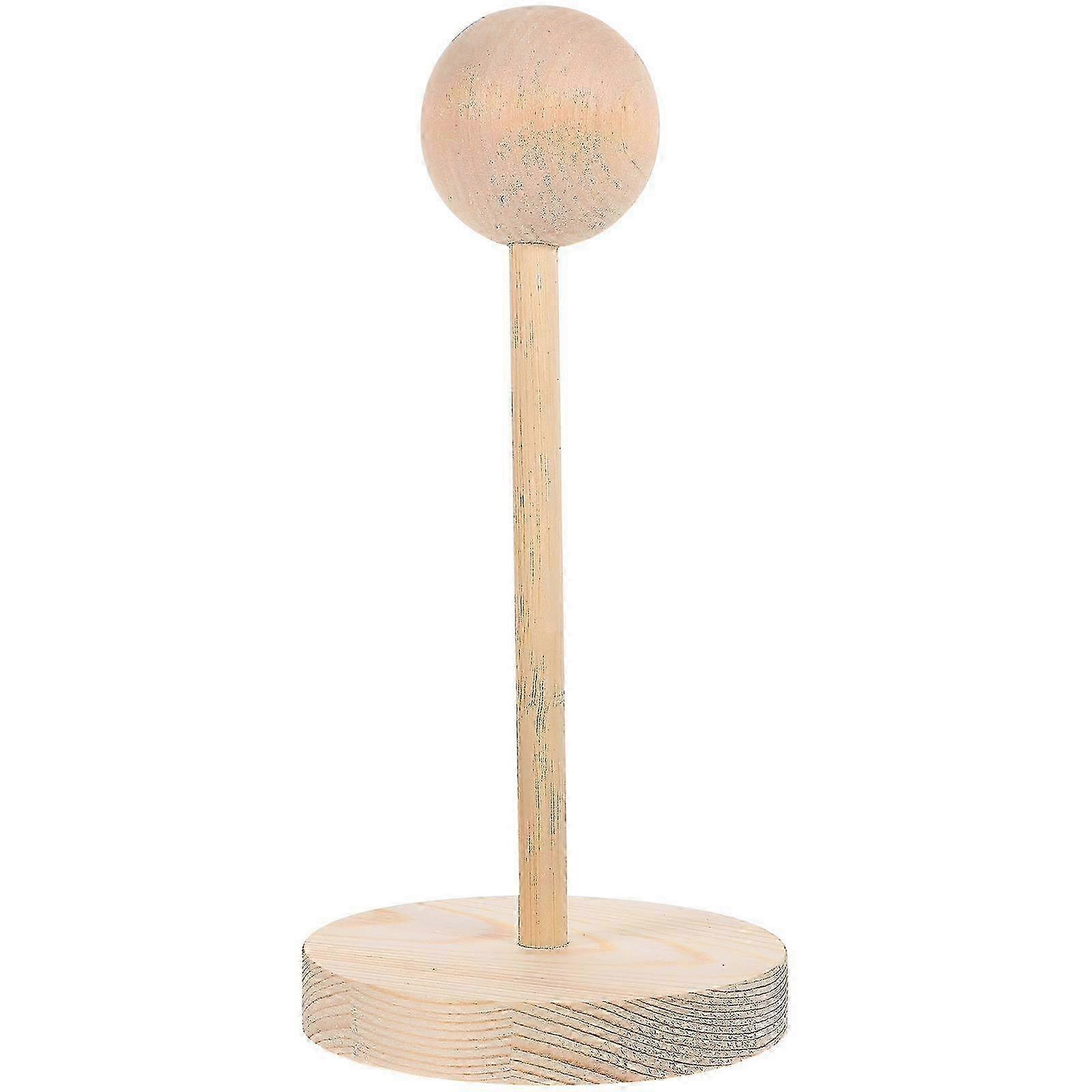 Portable Wooden Wig Stand Holder for Dolls Display and Storage, 17.5 x 10 x 10 cm, Khaki Color