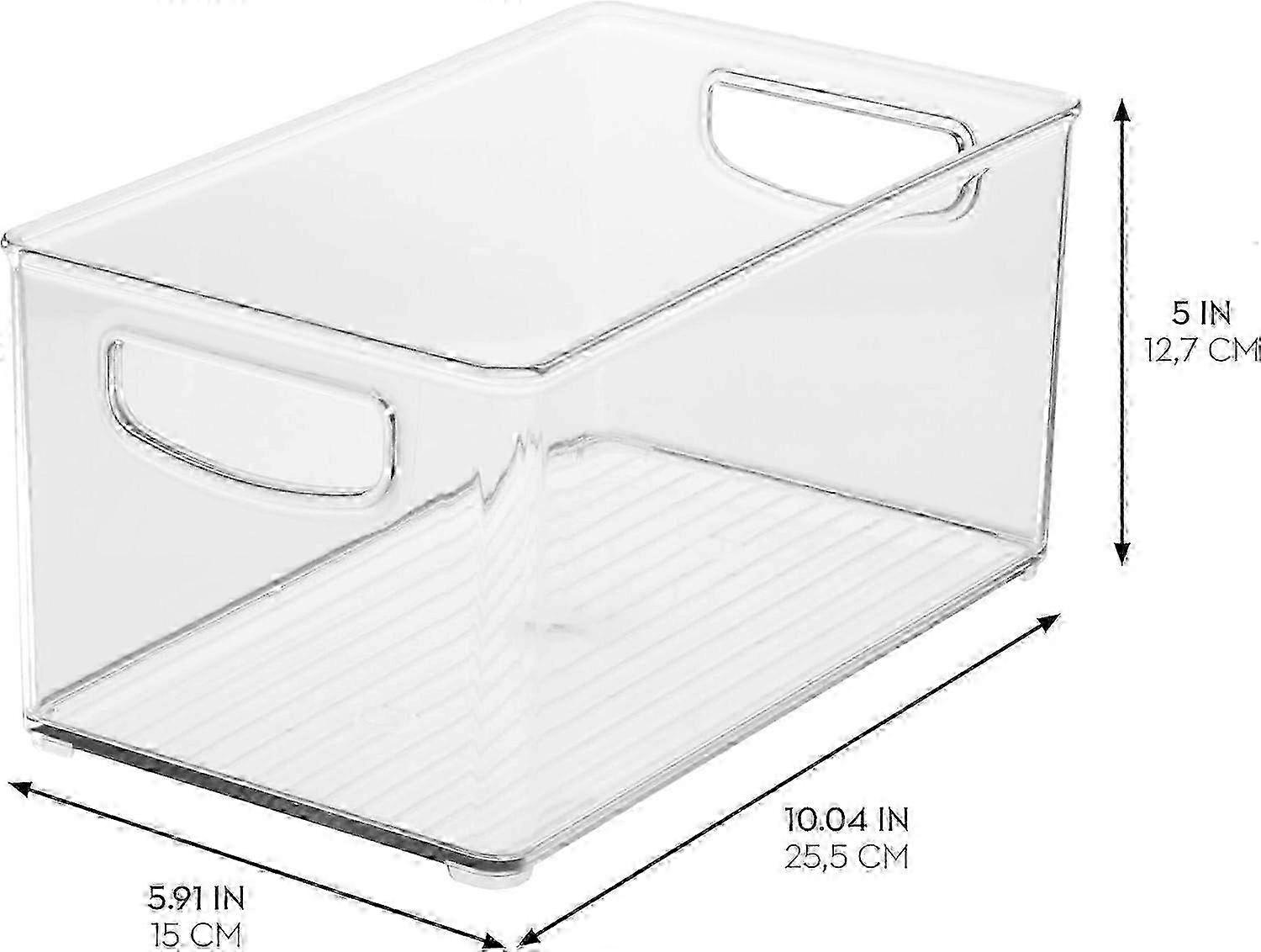 4-Piece Clear Stackable Pantry Bins for Cabinet and Fridge Storage Organizer with Secure Lids