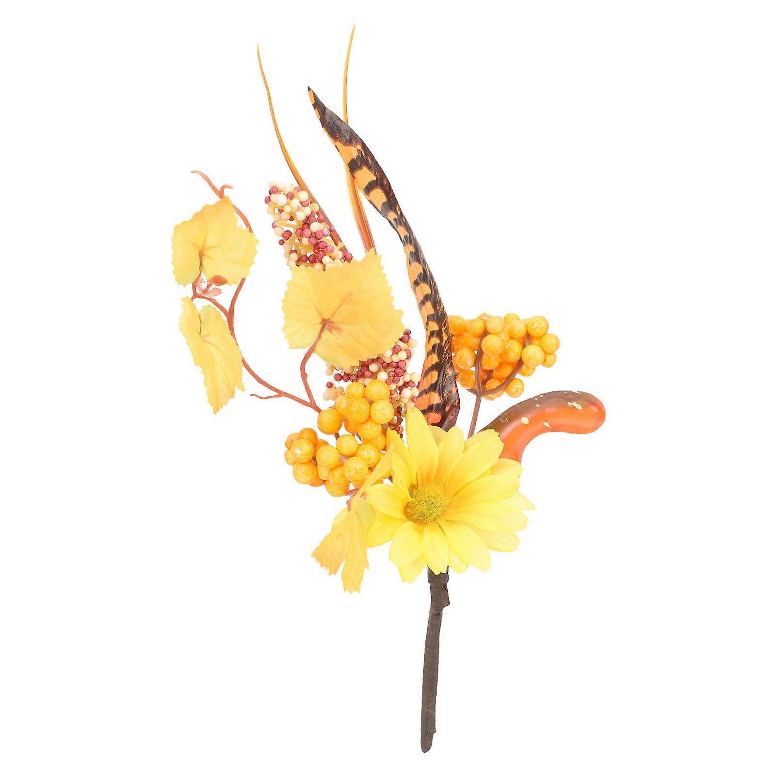 Artificial Maple Leaf Branch Fall Table Decor Orange Plastic for 1Pack