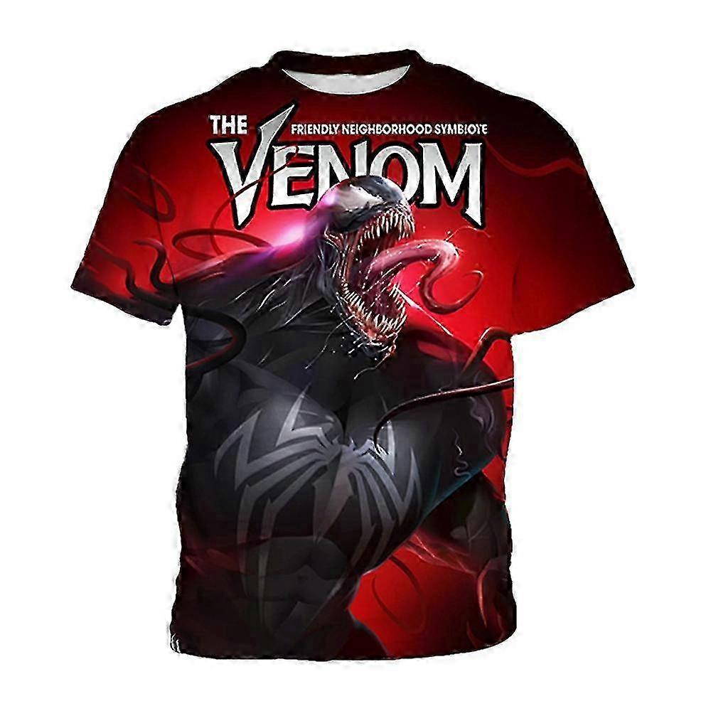 Gutter Venom 3D-trykt T-skjorte | Superhelt-Grafisk T-skjorte | Kortermet uformell topp for barn 5-9 år