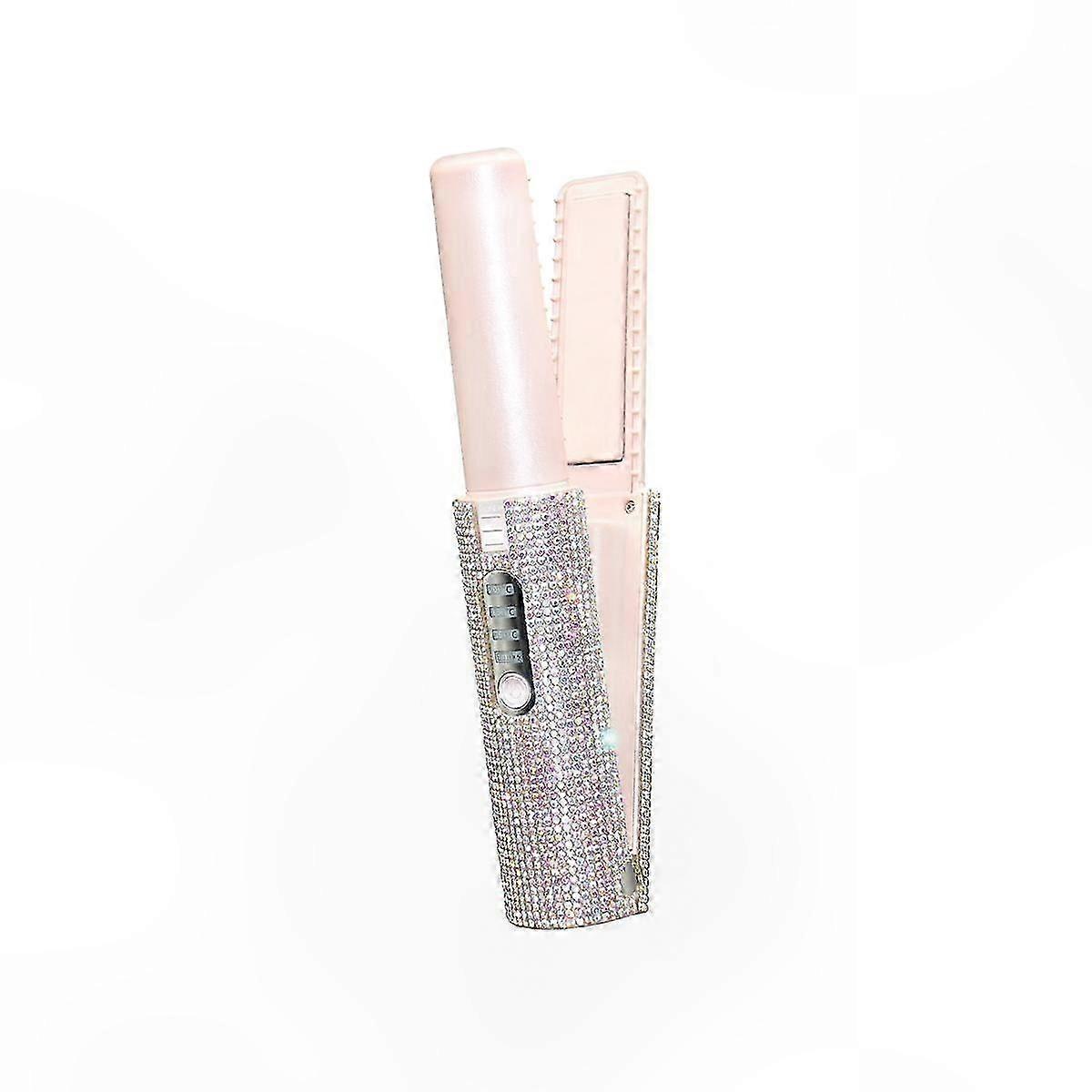 2-in-1 USB Hair Straightener Brush with Flat Iron Functionality for Styling and Smoothing