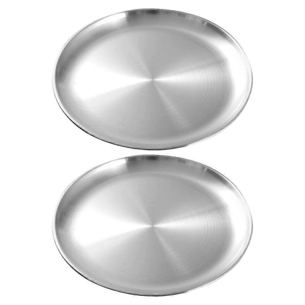 2pcs Multi-functional Food Serving Plates Round Barbecue Plates Meat Containers
