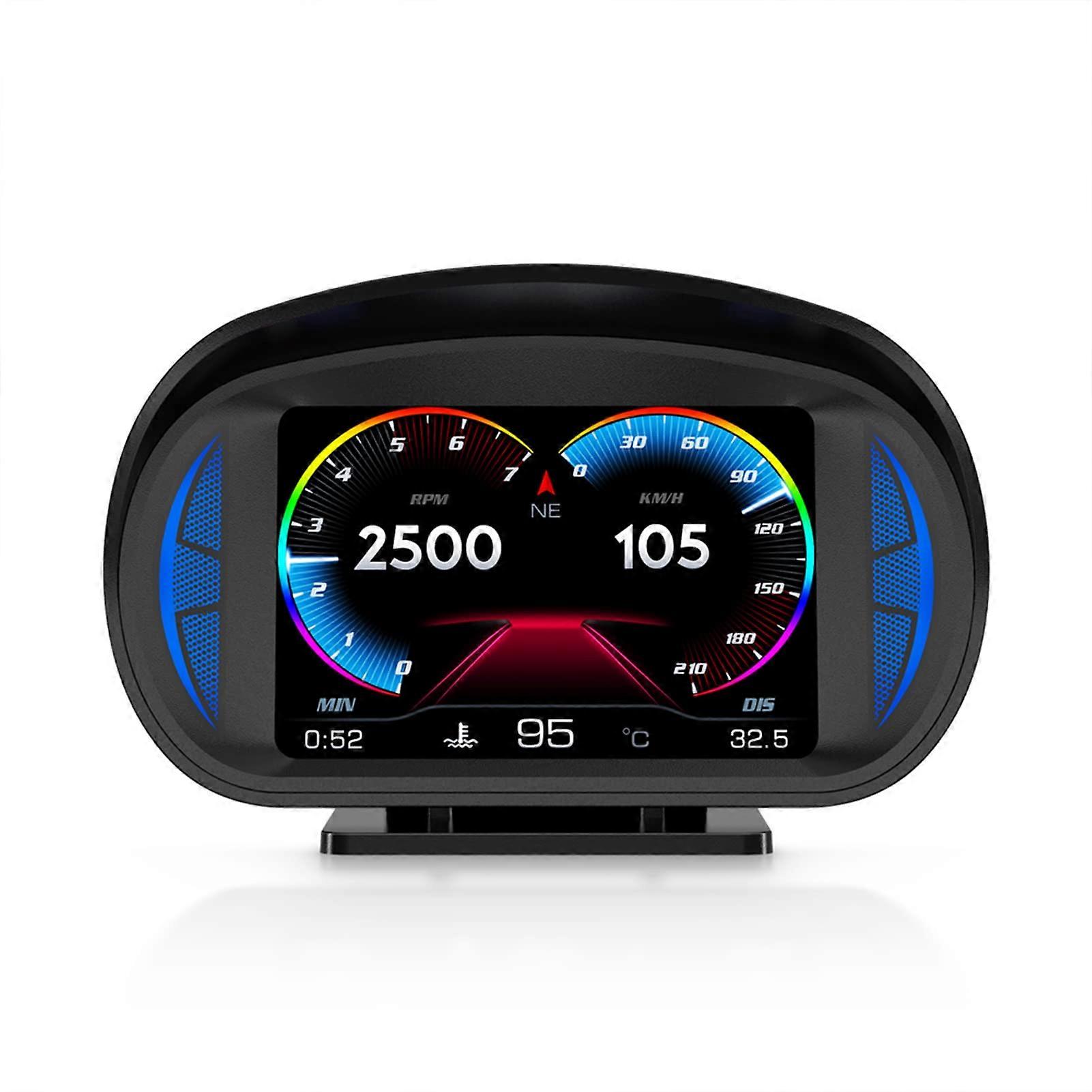 Car Head Up Display Multi-Function OBD GPS Slope Meter Atmosphere Lamp Full LCD Smart Gauge 12-Style Interfaces