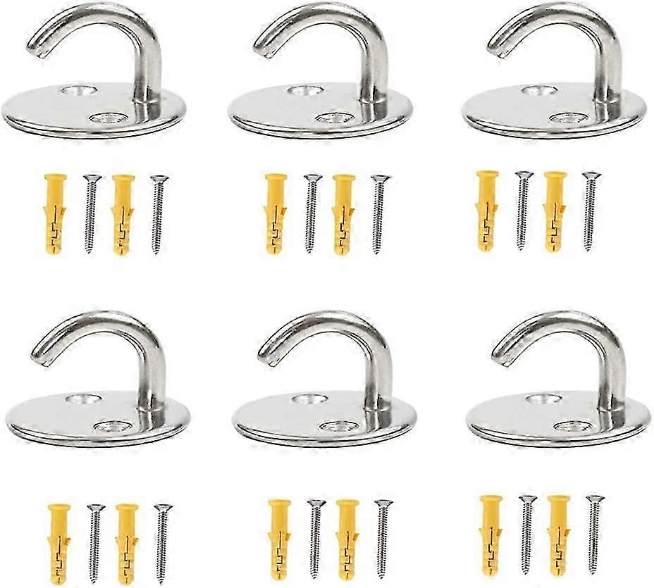 Ceiling Hook 6 Pieces Stainless Steel Screw Hook Ceiling Hook Suspension Mounting Screw-in Hook 5mm Fixing Hook