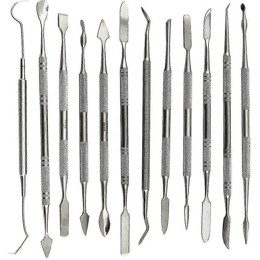 12 Pcs Wax Carvers Set Double Ended Dental Wax Modeling Sculpting Tools Dental Picks Polymer Potter