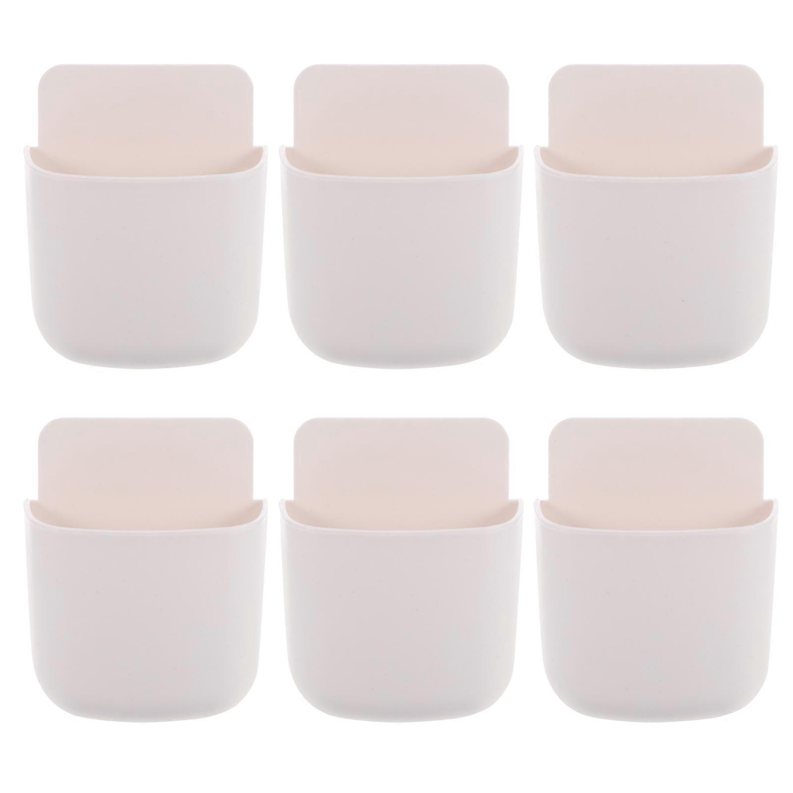 Wall Mounted Storage Container for Bathroom and Home Abs with Self-Adhesive Function 6Pcs