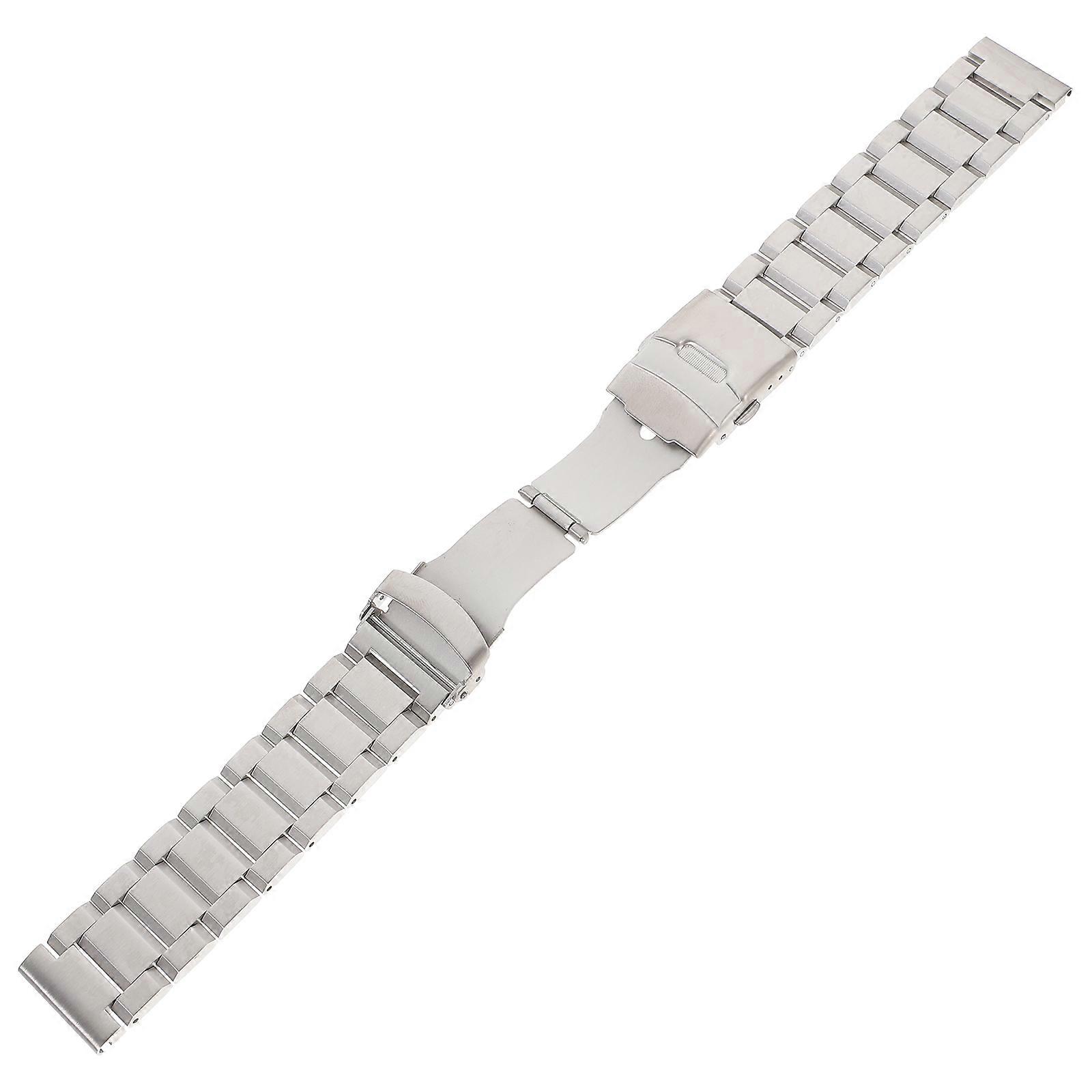 22mm Stainless Steel Solid Watch Band Strap Bracelet with Deployment Clasp Silver