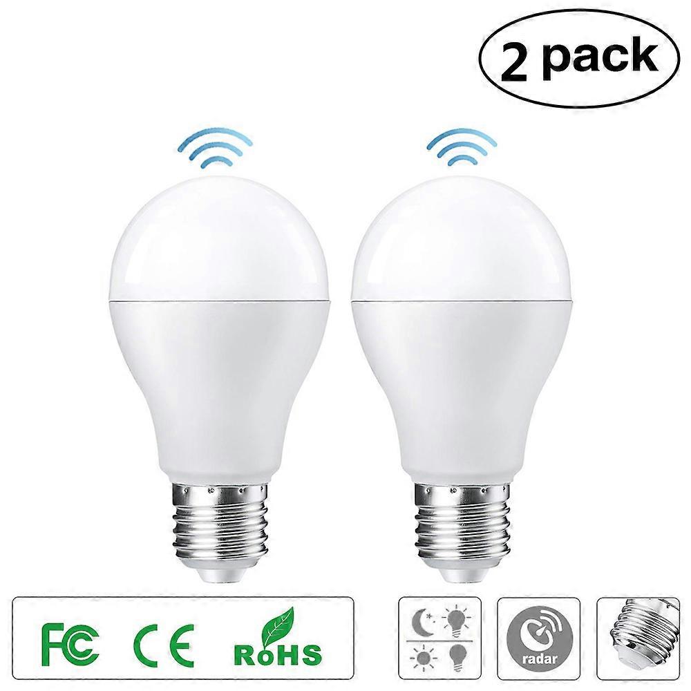2PCS E27 7W LED Motion Sensor Bulb 600LM 6000K White 11x6cm