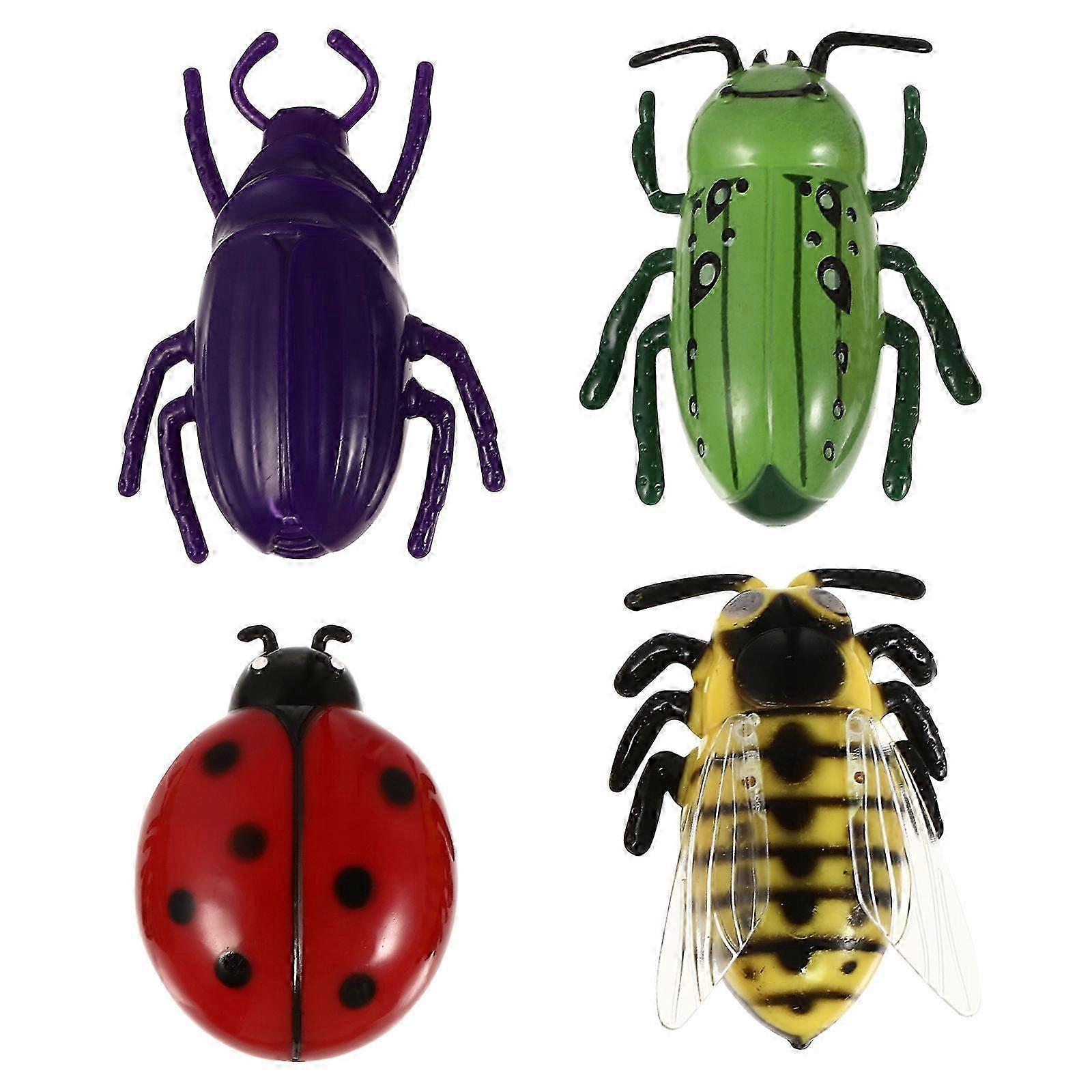2025 4 Pcs Simulation Insect Moving Toys Teaser Interactive Pet Auto Electric Walking Mini Insect with Button Battery (Mixed Style)