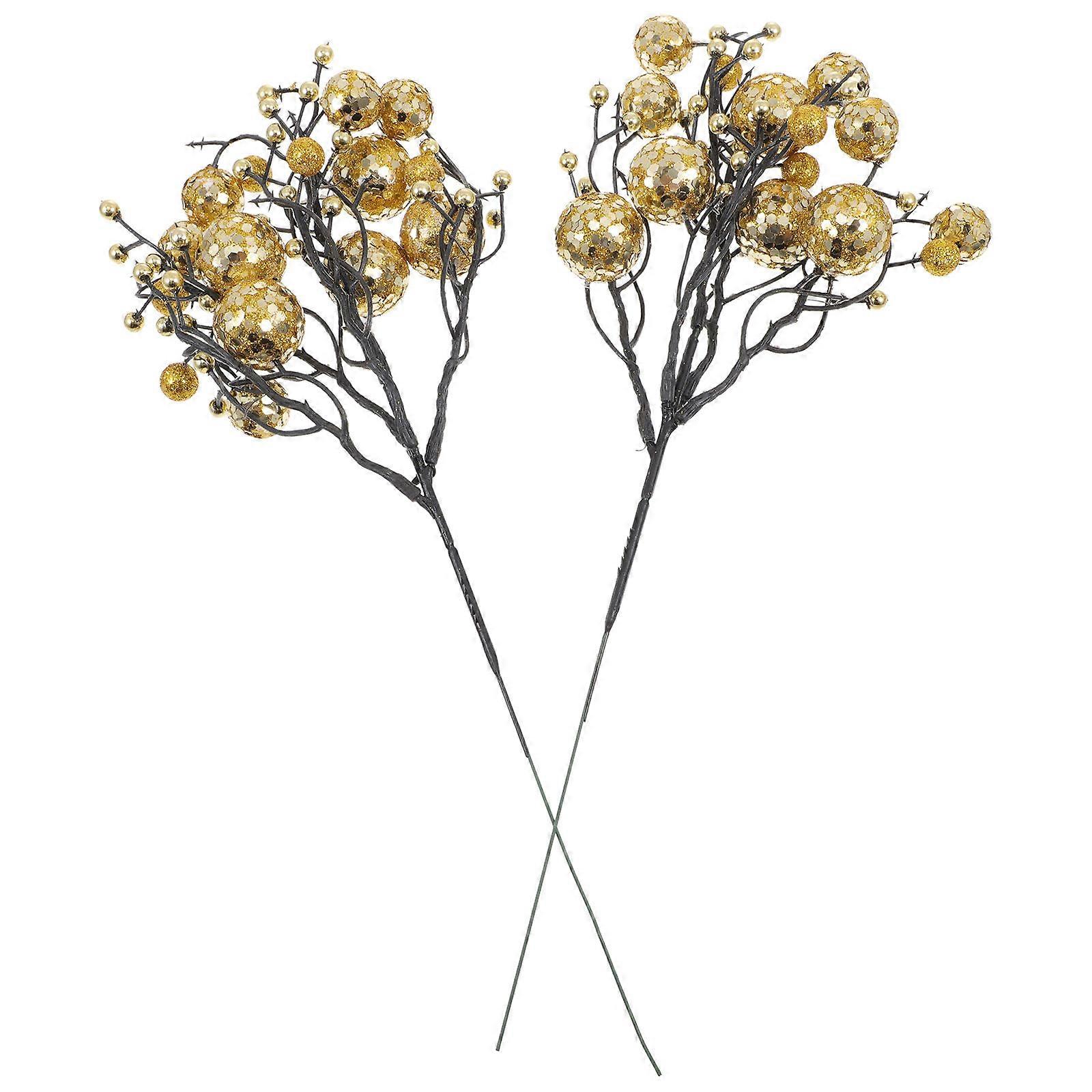 Plastic Simulated Berry Branch for Berry Adorn 2Pcs Creative Holiday Decor
