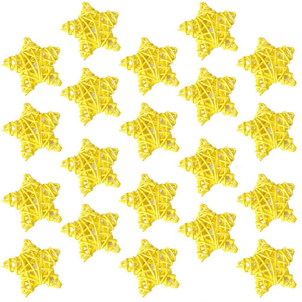 Yellow Rattan Stars Star Shaped Home Decorations for DIY Use 40Pcs