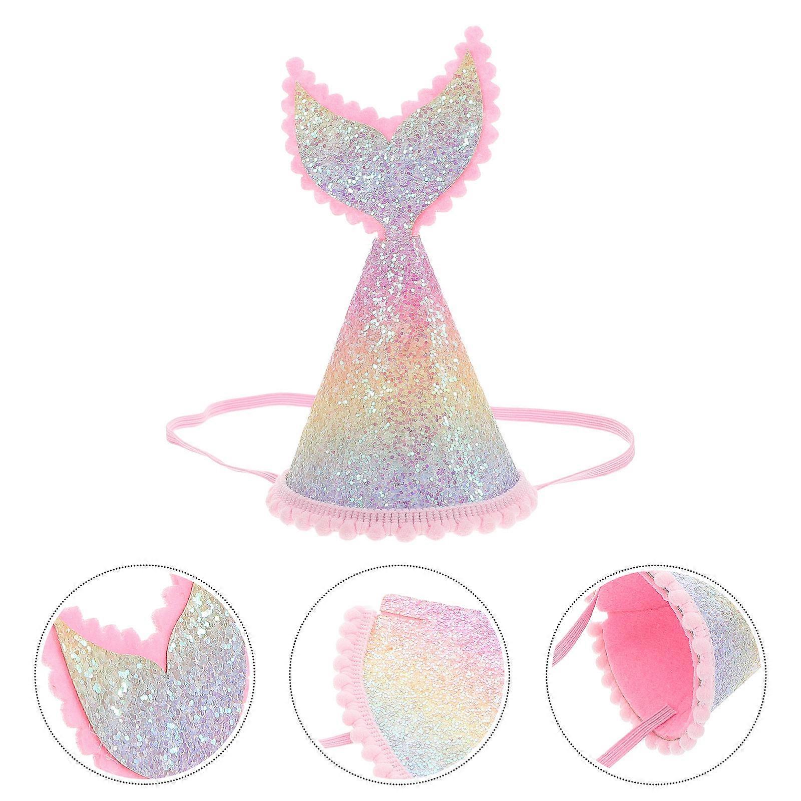 Mermaid Party Favor Rainbow Crowns Party Hats for Girls 3Pcs Durable Design