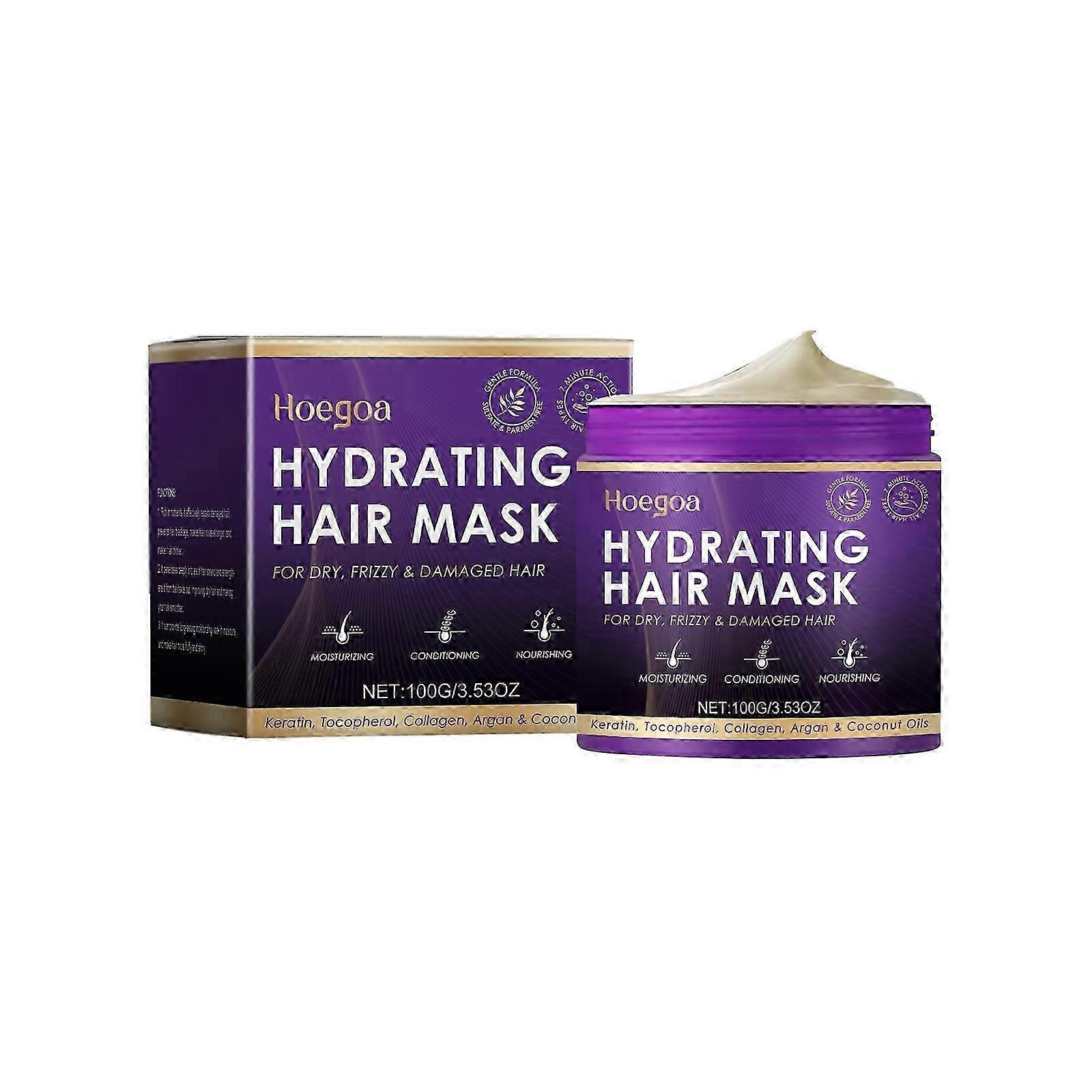 Le masque de soin capillaire hydratant Hoegoa nourrit, hydrate, répare la sécheresse, le duvet, la douceur, le soin des cheveux, le masque capillaire adoucissant