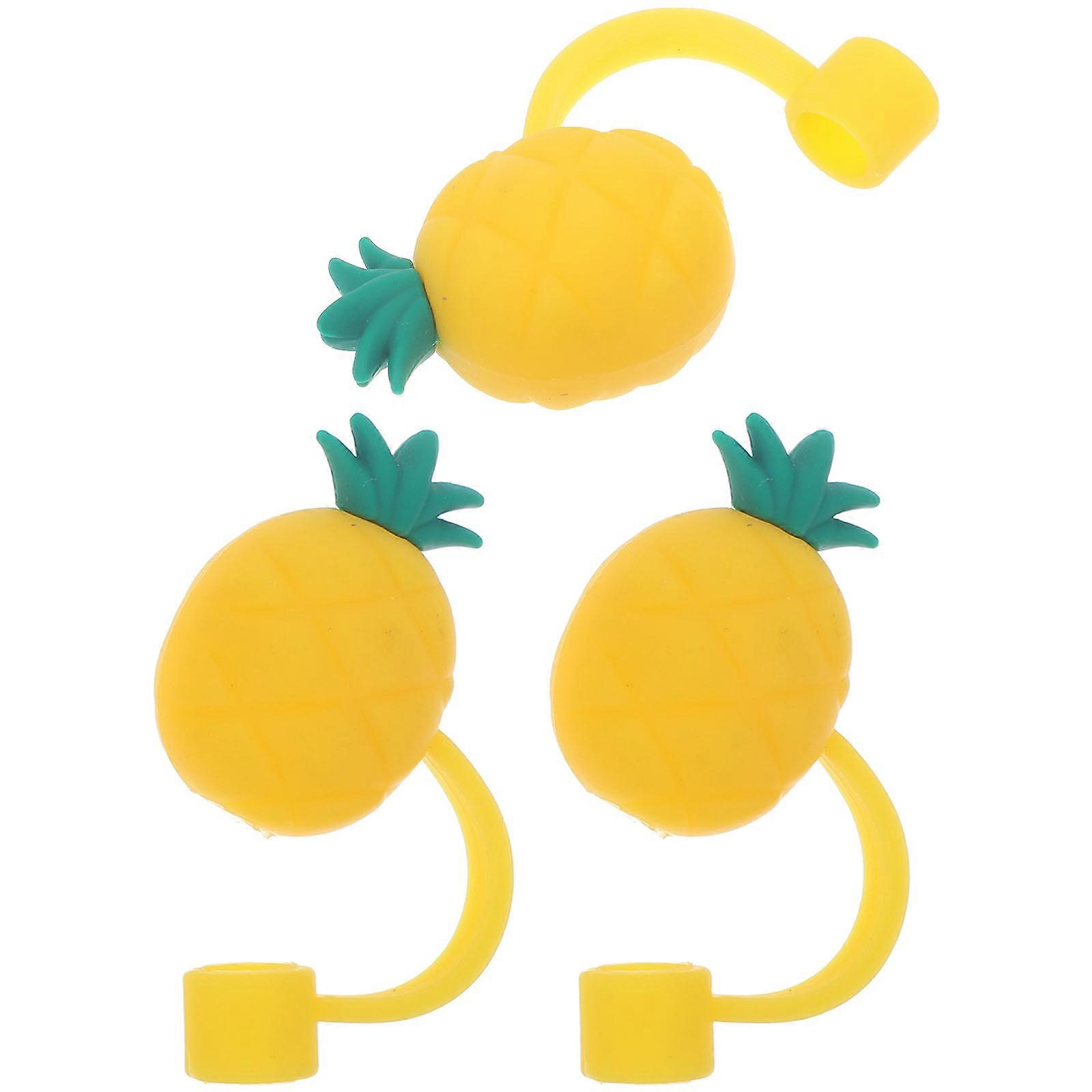 Yellow Straw Covers Soft Silicone Caps for Straw 3Pcs Drinking Use