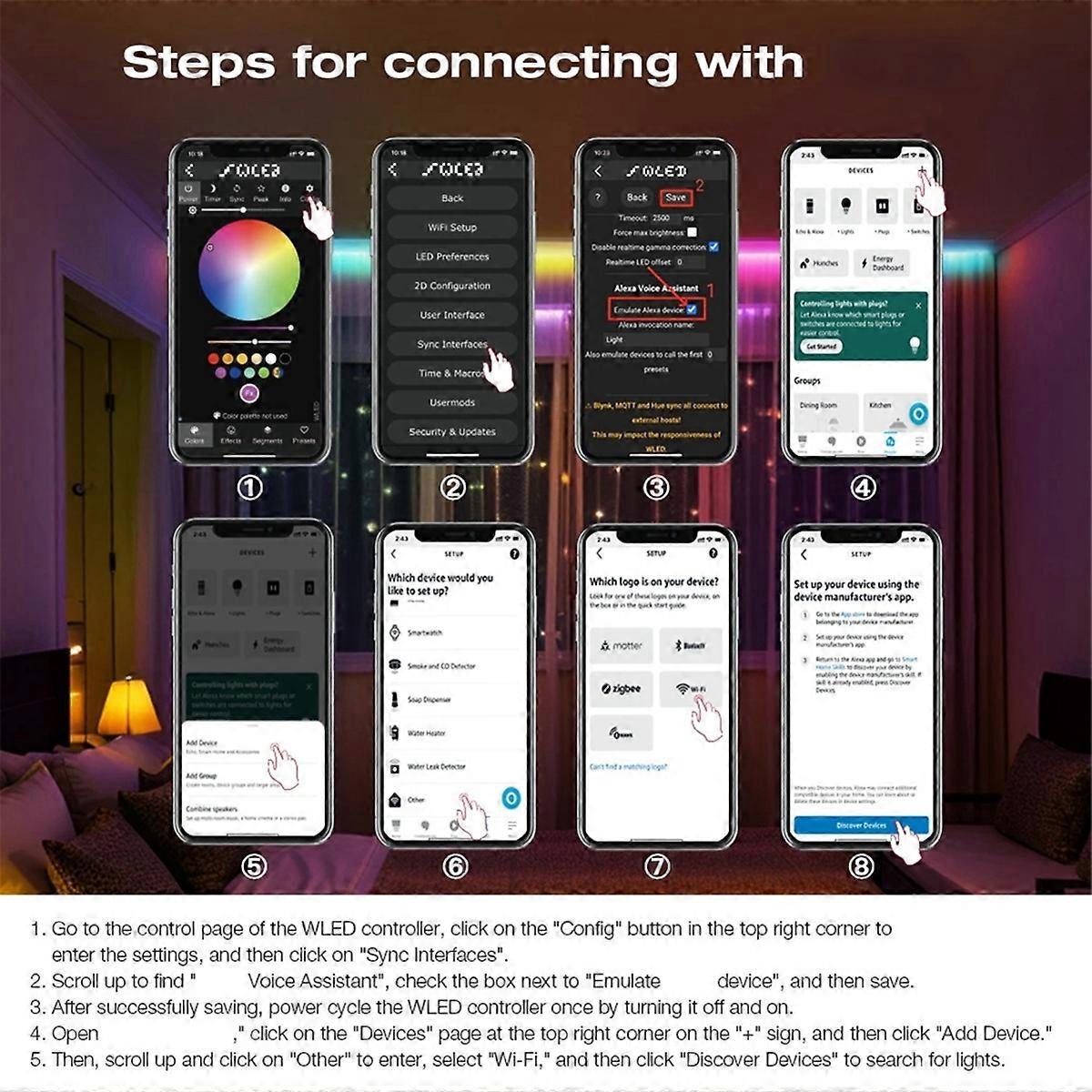  ESP32 WLED LED Light Strip Controller Mic White