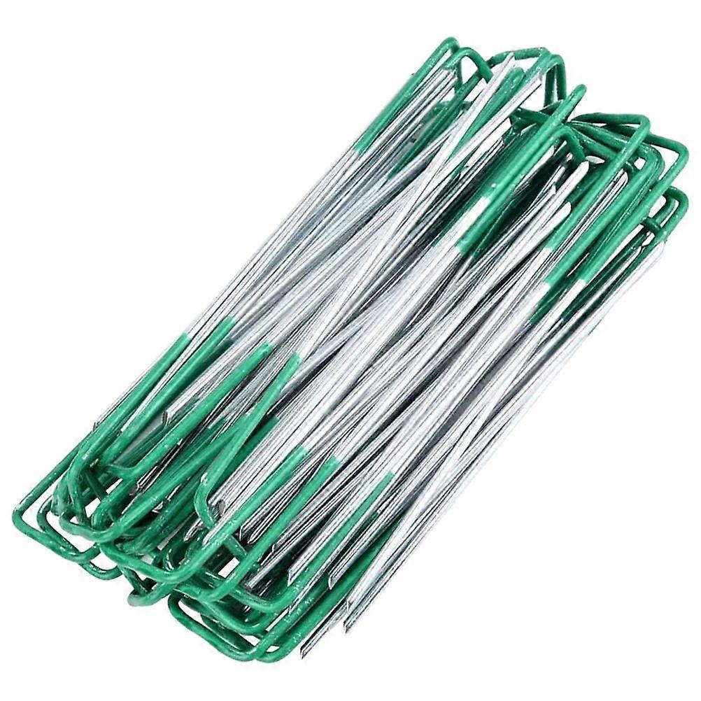 50pcs Landscape Stakes Metal U-Shaped Stakes Grass Anchoring Fabric Fixing Stakes