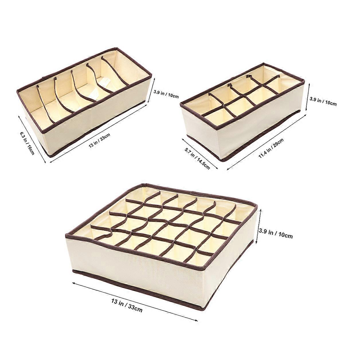 Non-Woven Storage Boxes for Underwear Organizer 4Pcs Foldable Beige Set