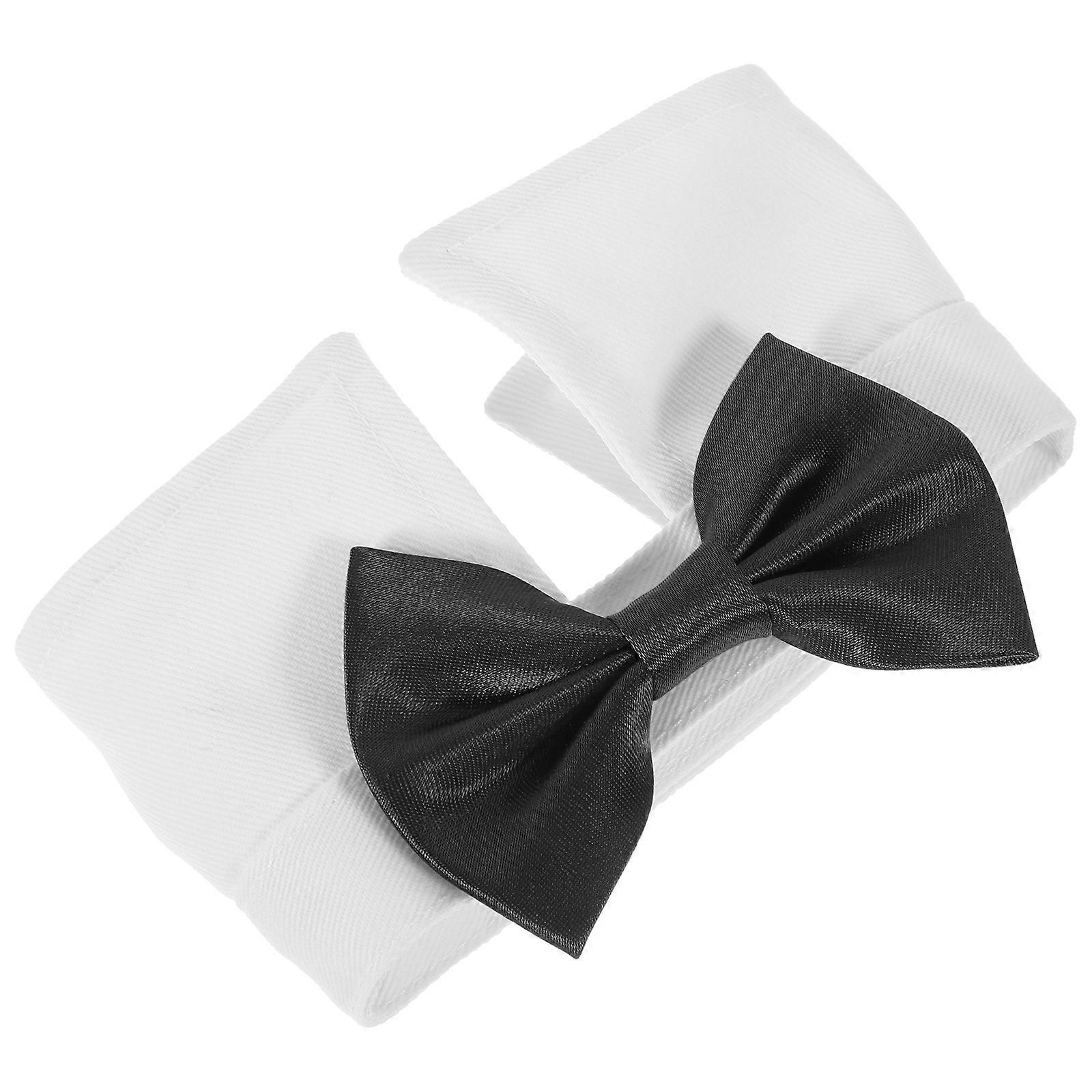 Pet Bow Tie Collar Adjustable Collar White Cotton for Party Use