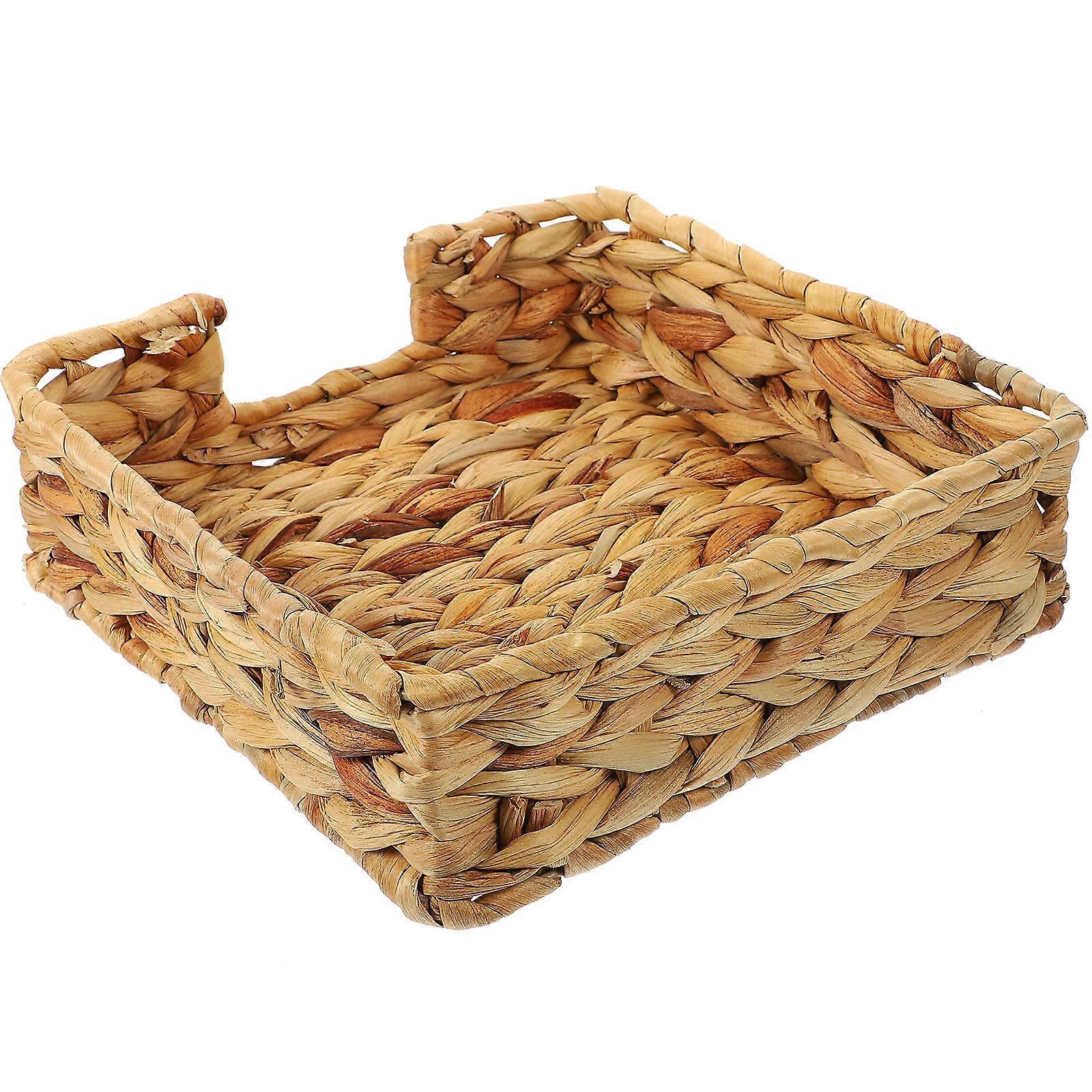 Light Brown Woven Storage Basket for Desktop Use 5Pcs Straw Storage Baskets