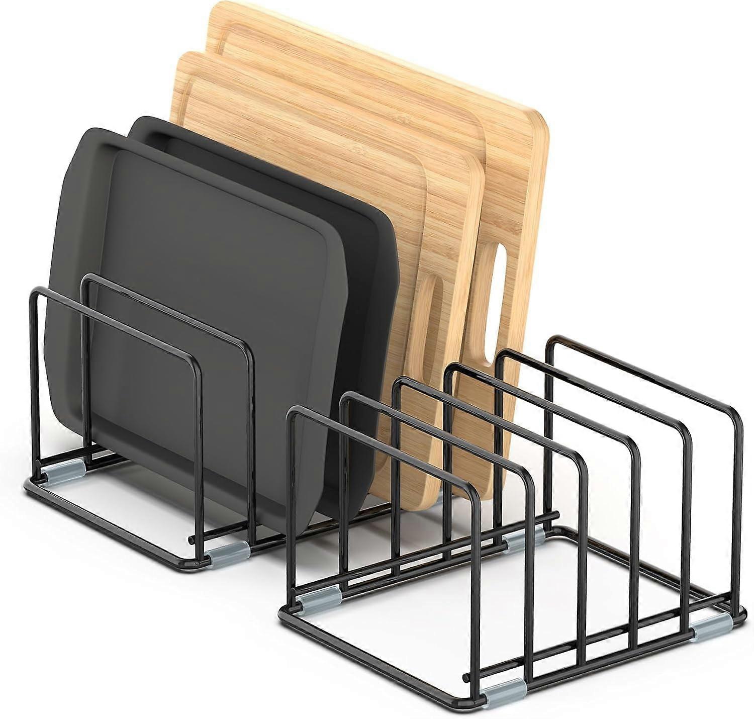 Cutting Board Organizer, [2-Pack] Kitchen Cabinet Divider Rack with 5 Slots for Baking Trays, Cookie Sheets Holder - Medium