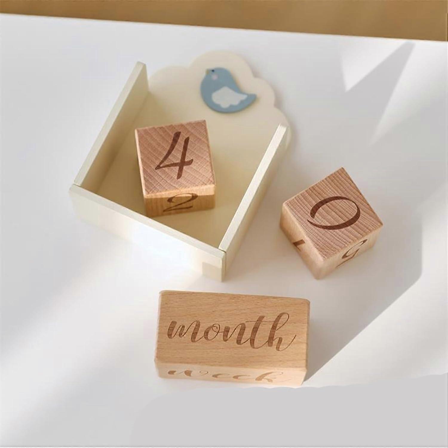 Wood Baby Landmark Blocks For Photoshoots Year Month Week Marking Decorative Age Landmark Milestone Photography Props