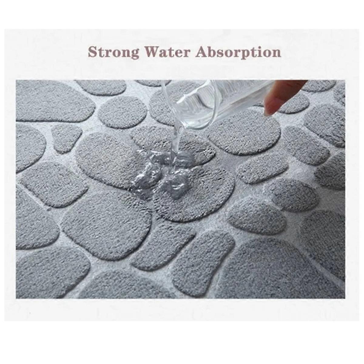 Cobblestone Bathroom Rugs Water Absorbent Bath Mats(40X60cm,Pink)