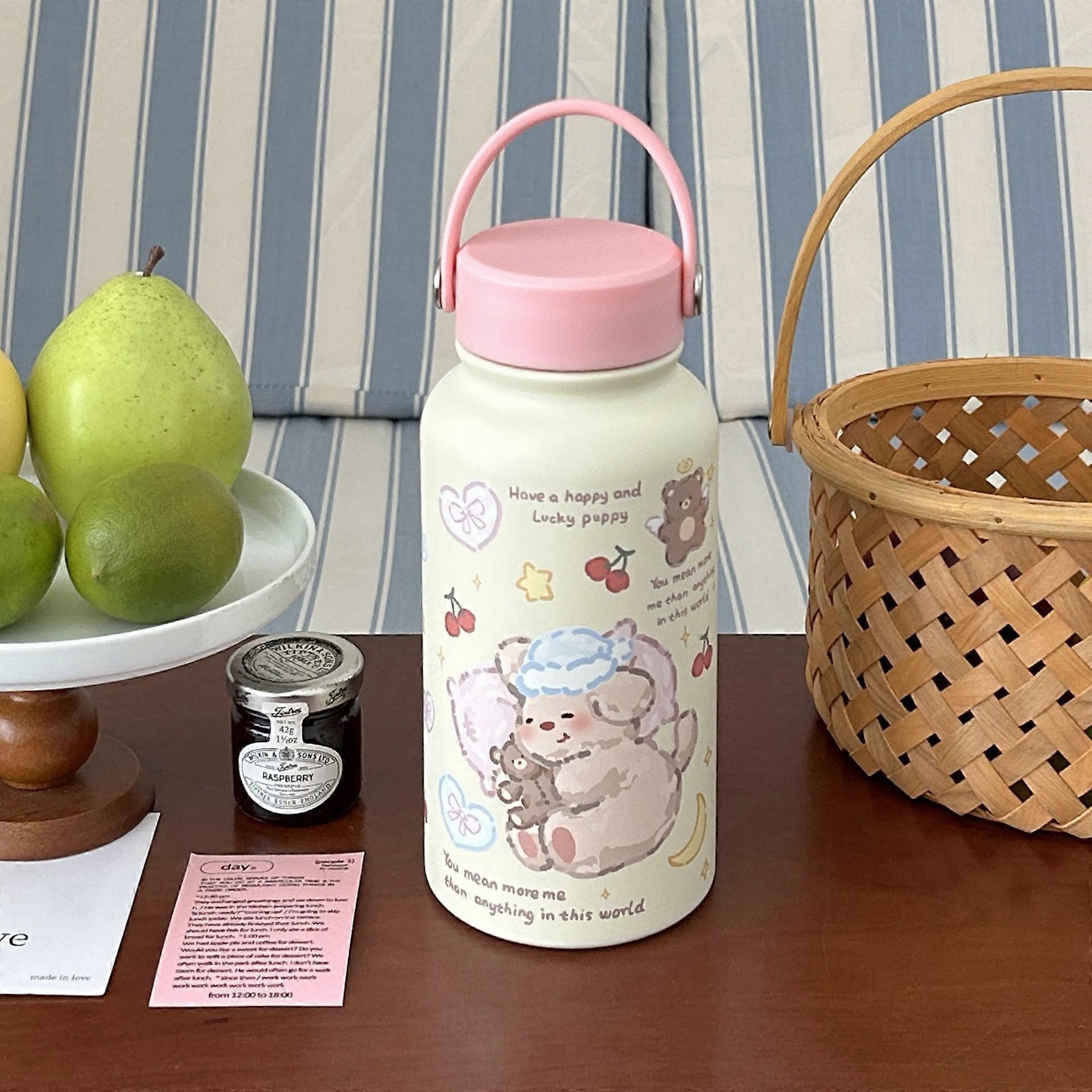 2024 New Arrival Cute Cartoon Insulated Water Bottle for Women - Large Capacity (Approx. 650ml) Portable Handbag-Style Flask