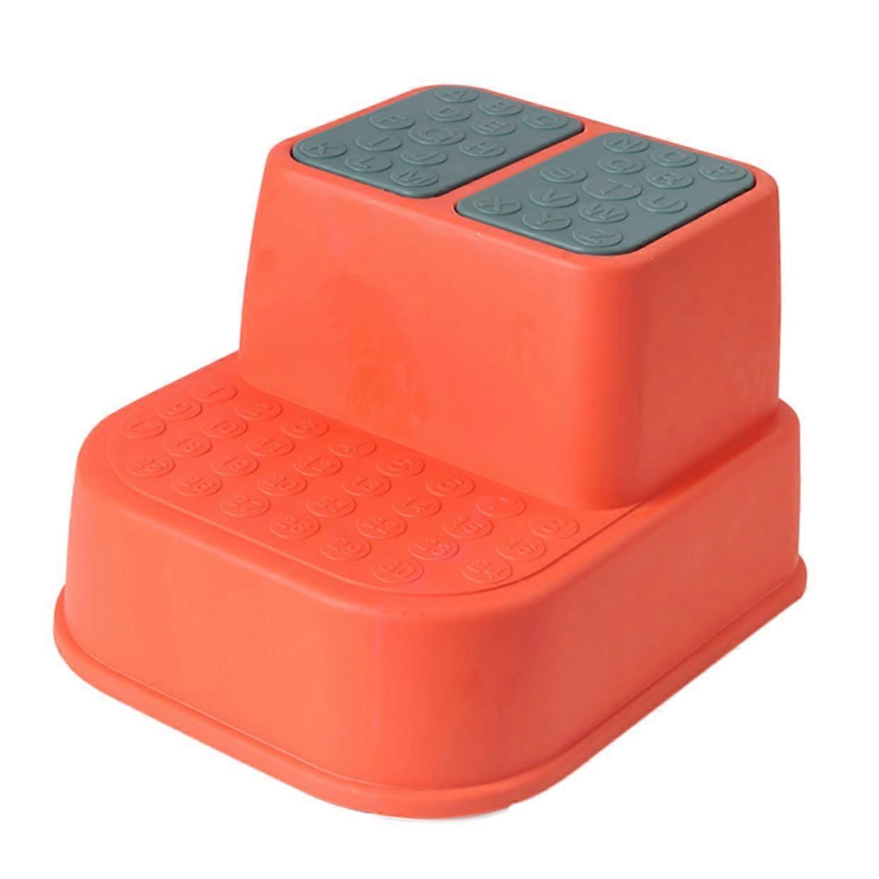 Double Layers NonSlip Footstool For Kids Red Thickened Step Stool For Toddlers Bathroom And Kitchen Sturdy Design