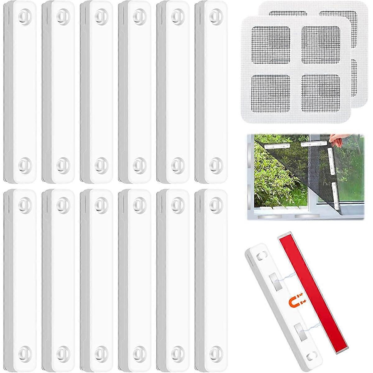 Magnetic Strips 12 Pcs Self-Adhesive Universal Strong Magnet Adhesive Screen Fixing Clips for Curtai