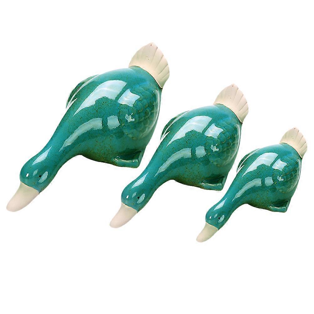 Ceramic Crafts Figurines Drinking Water Duck Decoration 3Pcs
