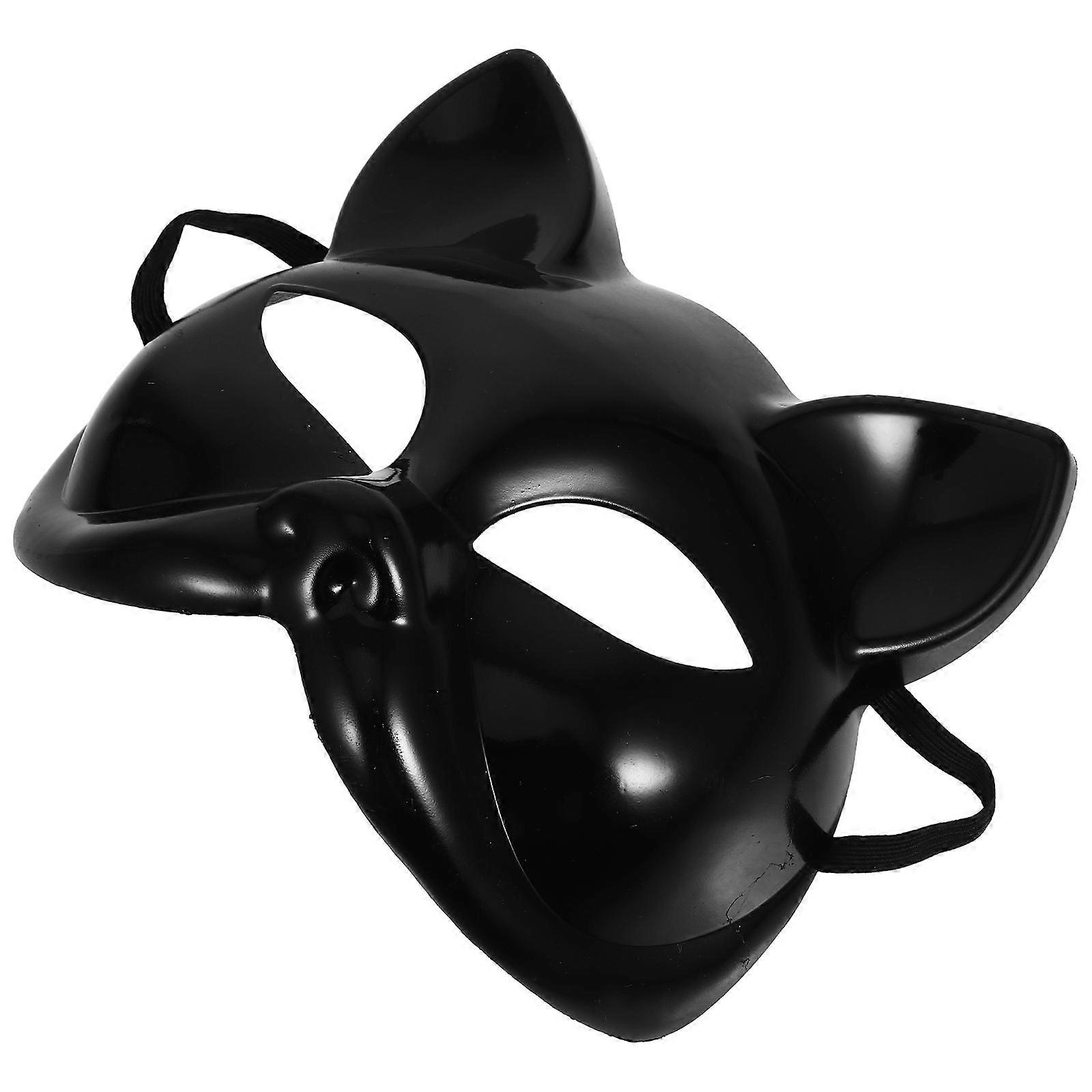 DIY Cat Masks For Creative Projects Cosplay Suitable For Adults Black Plastic 3Pcs