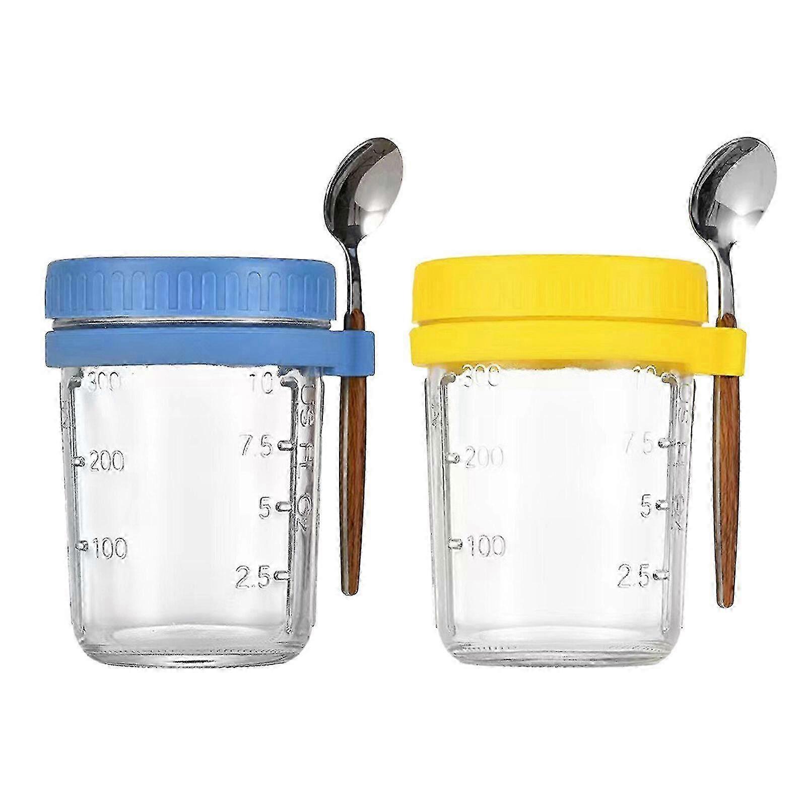 1/2/4 Pack Overnight Oats Jars With Lids And Spoons, 10 Oz Glass Bottles Containers Yogurt Airtight Jars 2025