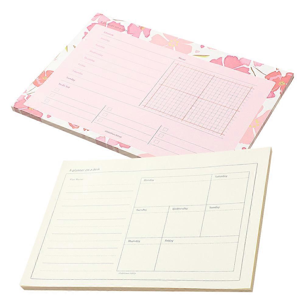 To Do Notebook Schedule Notepad Portable Agenda Notepad Travel Thickened Inner Page Food and Travel Notes 19.00X13.00X0.60cm 2Pcs