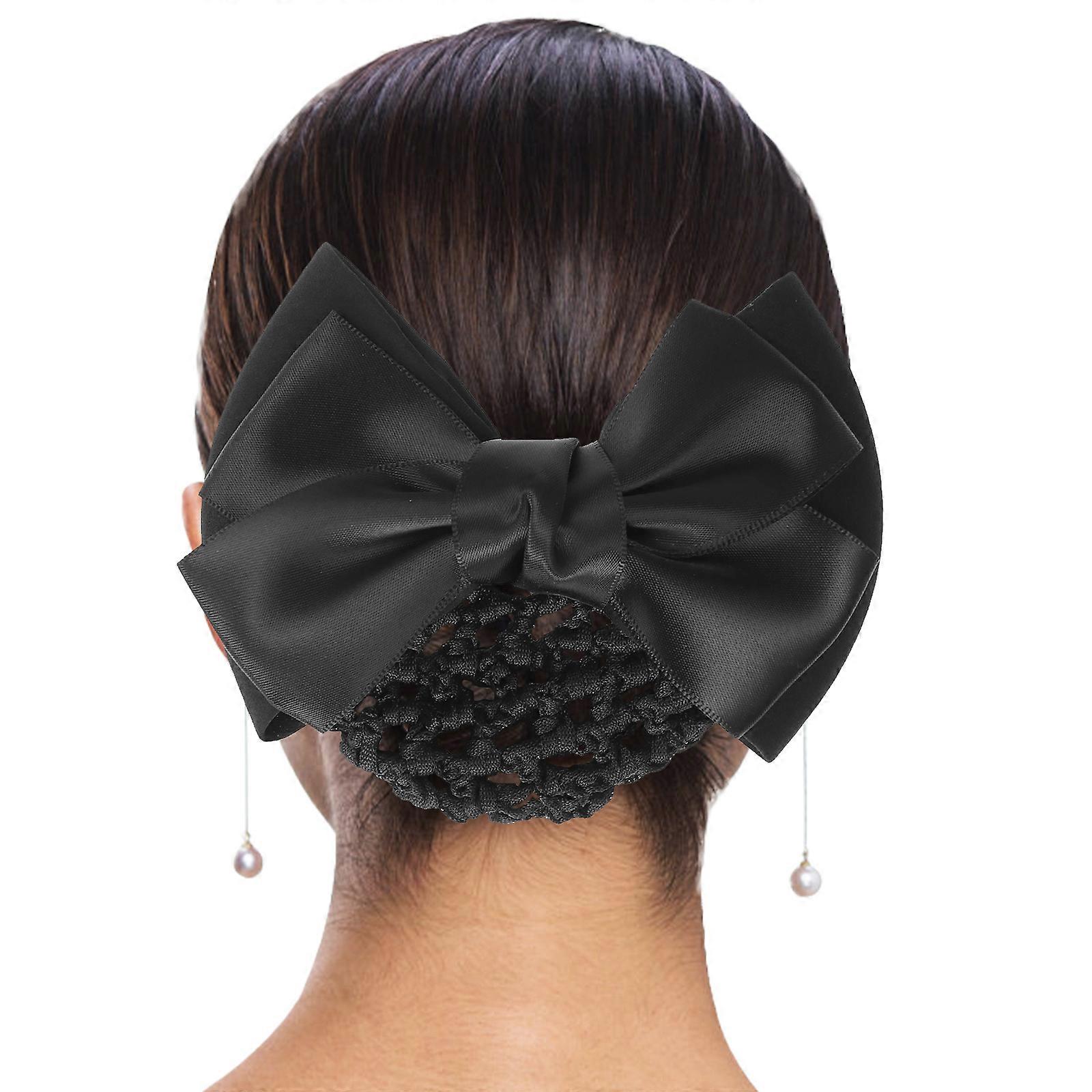 2Pcs Elastic Bun Bow Hair Snood Net Clip For Women Hot Weather Office Elegant
