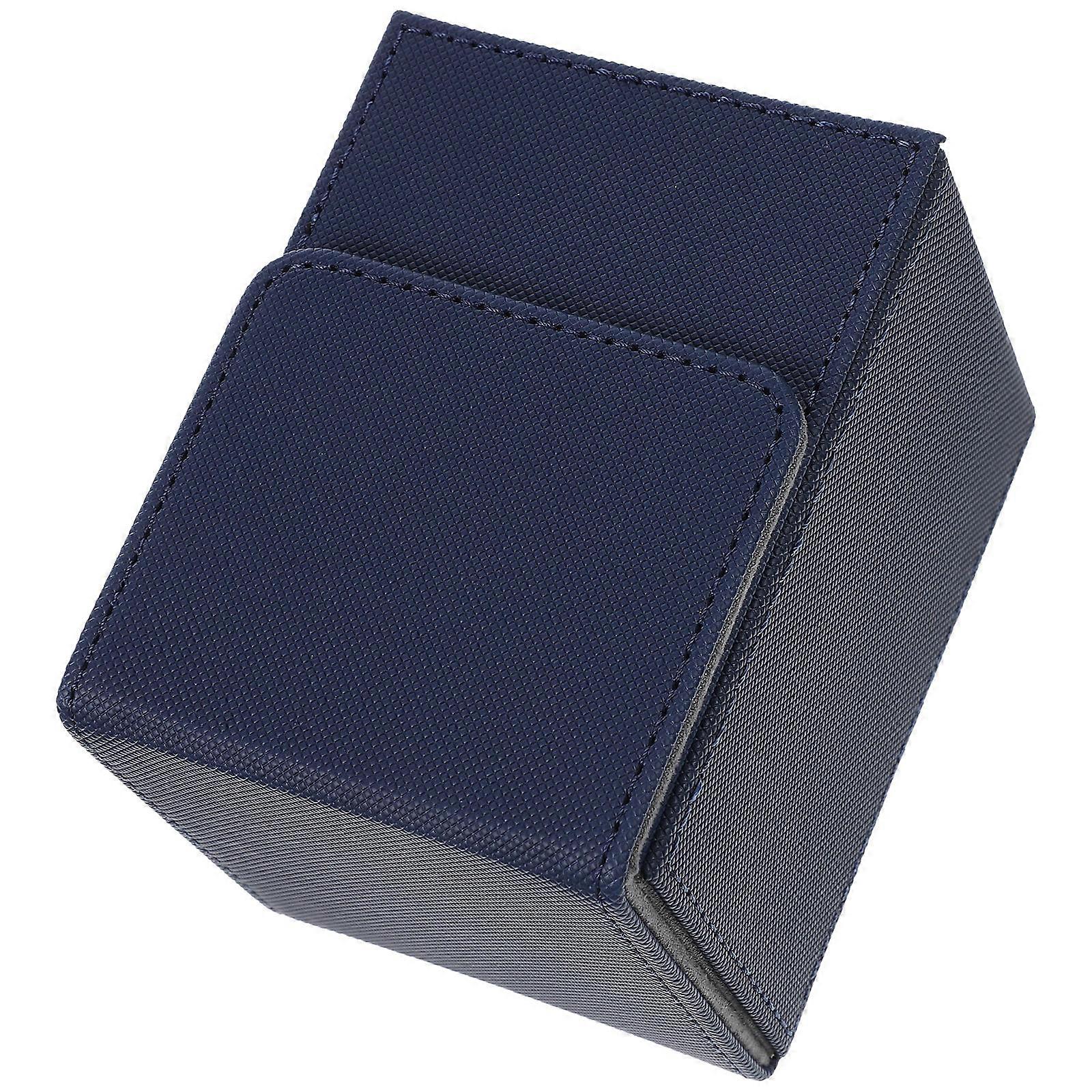 Card Decks Box PU Storage Box for Game Use 4Pcs Set Dark Blue