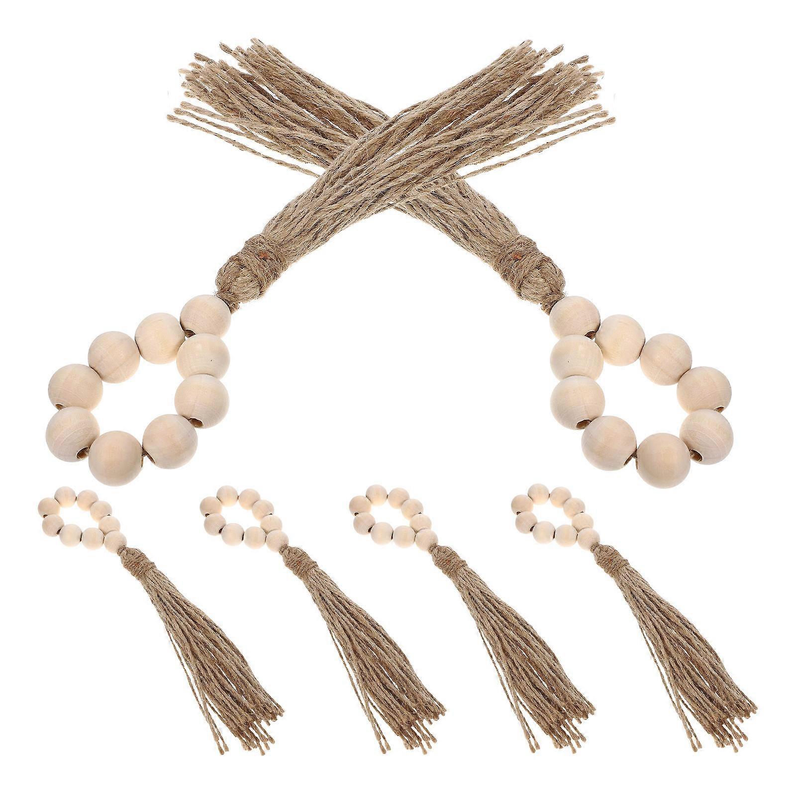 Wooden Napkin Rings for 30Pcs Napkin Holders with Beaded Design