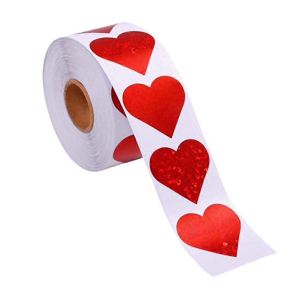 Heart Roll Stickers for Sealing 2 Rolls with 500Pcs Red Valentine's Adhesive Labels