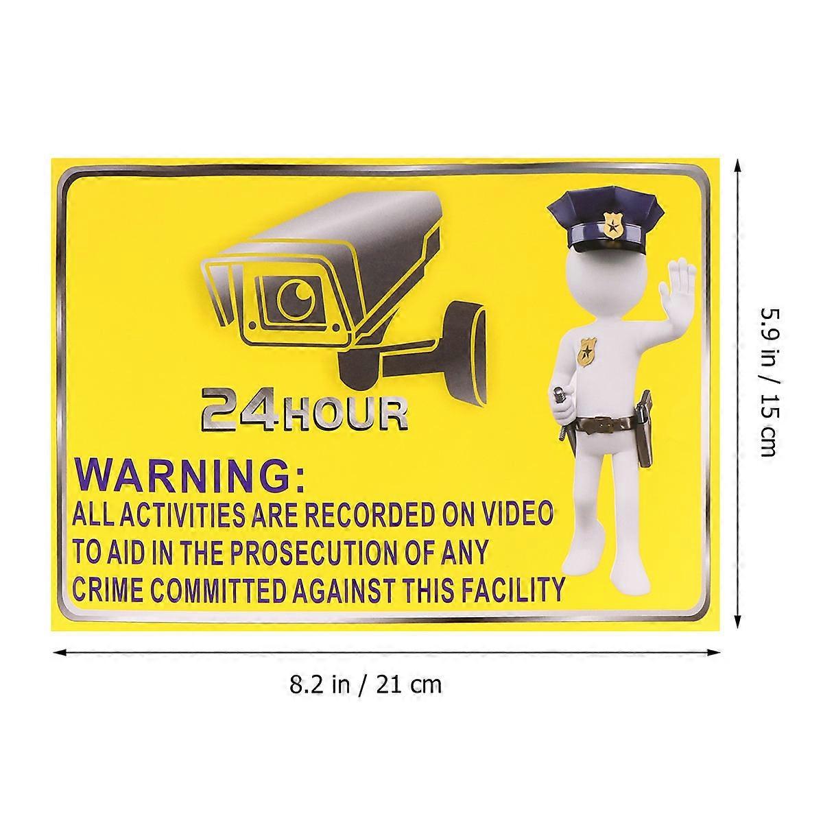 Monitoring Warning Sticker 5Pcs for Office Use Yellow Self-Adhesive Warning Sign