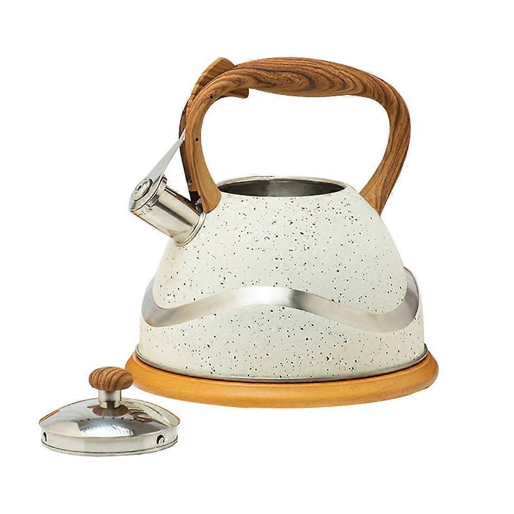 Beige Teapot 3.5L Insulated Handle for Heating Mulled Wine Home Use 1Pc