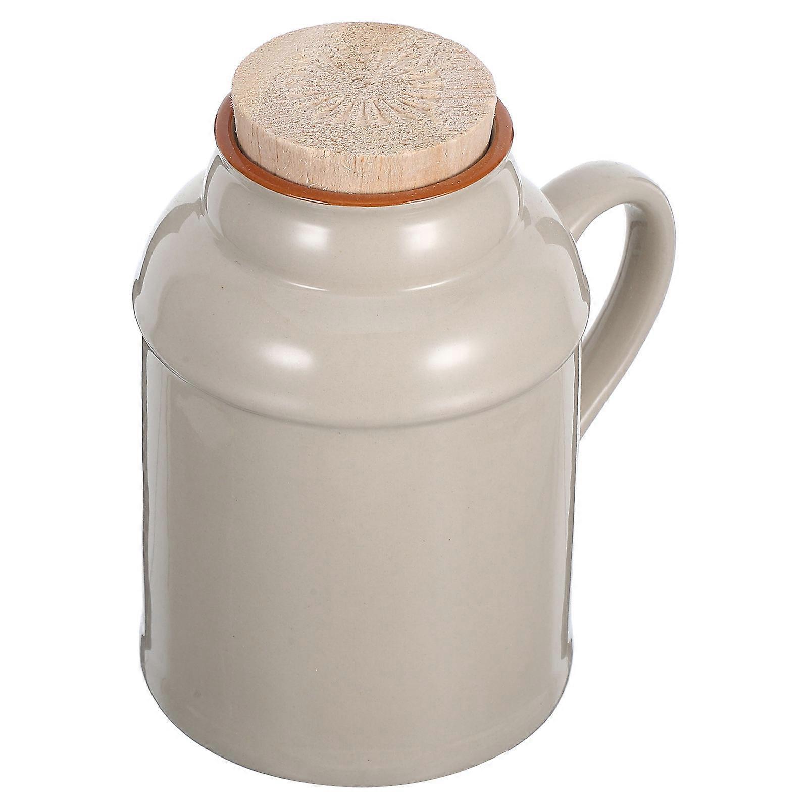 Household Retro Ceramic Kettle Container For Countertop In Beige Designed For Beverage Storage 1Set