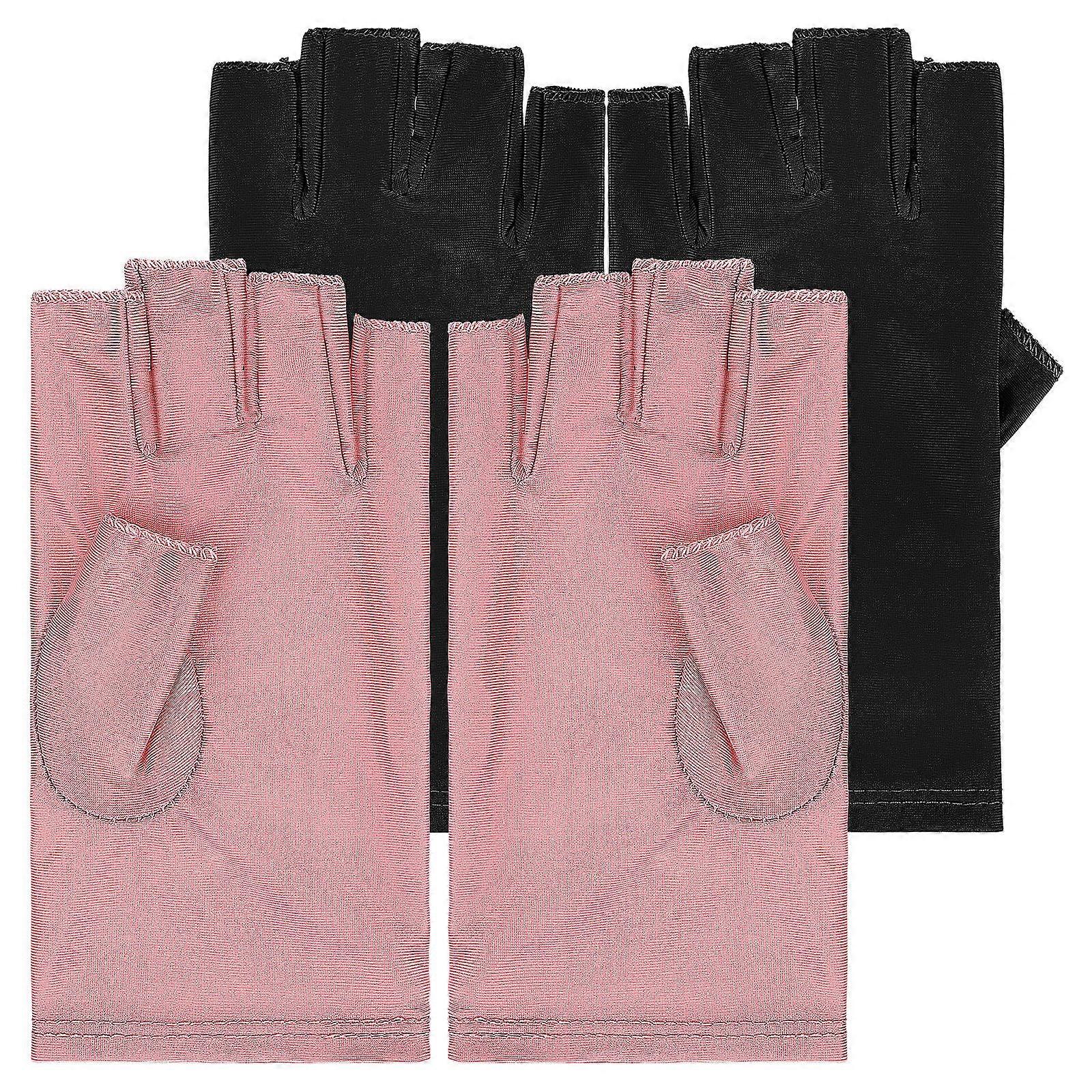 Anti Uv Gloves Fingerless Nail Gloves for Uv Ray Blocking 2Pairs