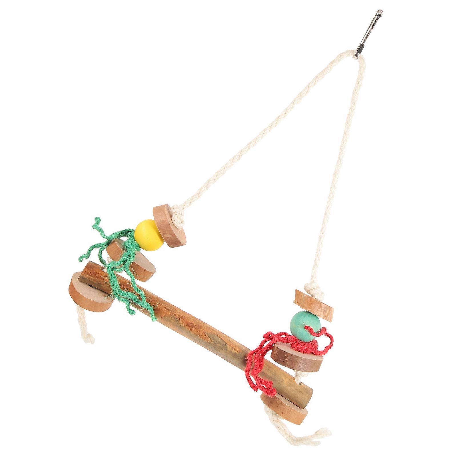 Cage Bird Toy Wood Parrot Swing Toy for Bird Playing 5Pcs Assorted Color