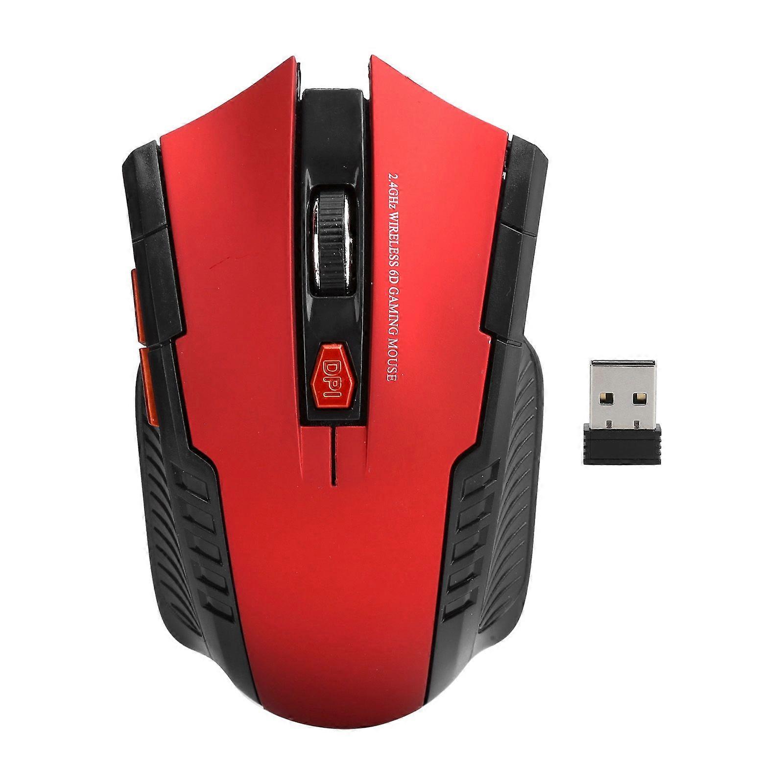 Wireless Mouse 2.4G 3 Levels Adjustable Optical Computer External Device with USB ReceiverRed