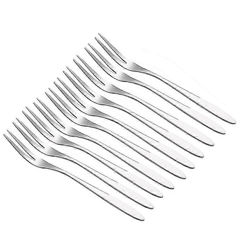ステンレスフォーク、エスカルゴフォーク2プロングテイスティング前菜フォークポータブルカクテルサラダフルーツフォークパーティー旅行用、5インチ(10個)
