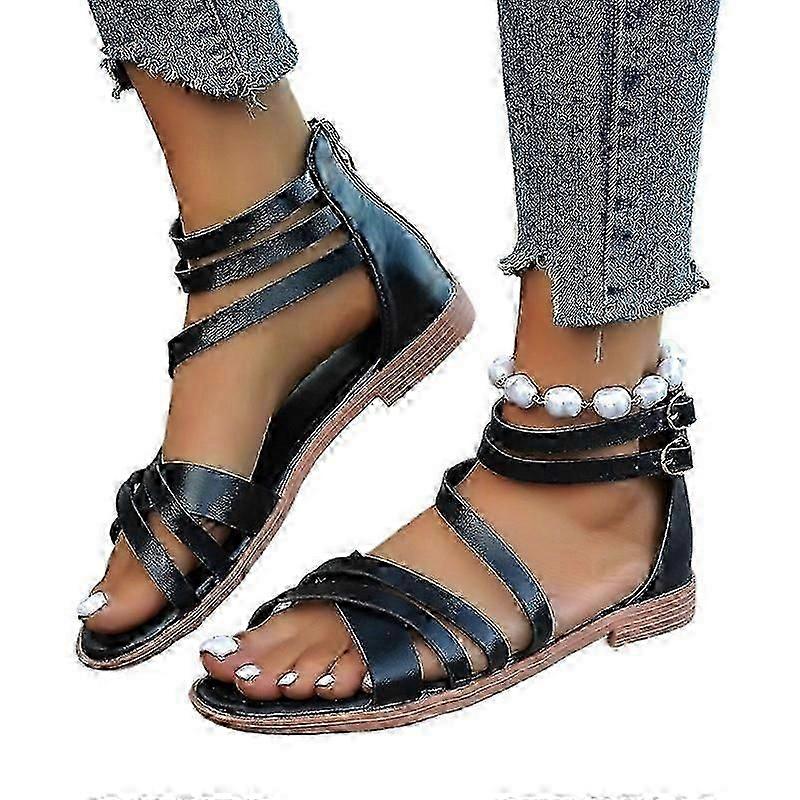 Kadınlar için büyük boy sandalet 2024 yaz yeni Avrupa ve Amerikan yassı balık