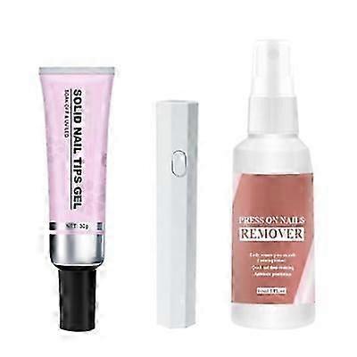 Lulou Magic Solid Nail Glue Kit 3合1指甲艺术套装，适用于指甲尖按压指甲