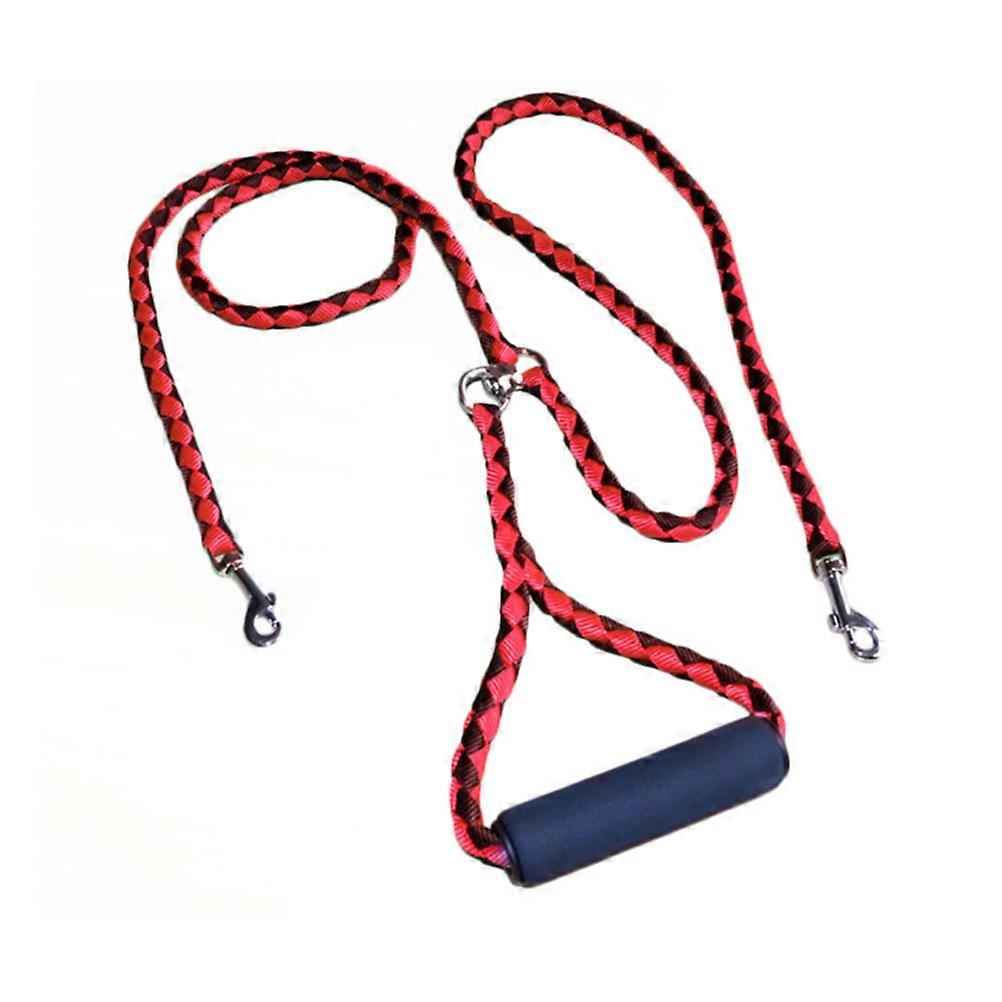 Dual Dog Leash with Handle for Two Small Dogs Durable Red Design