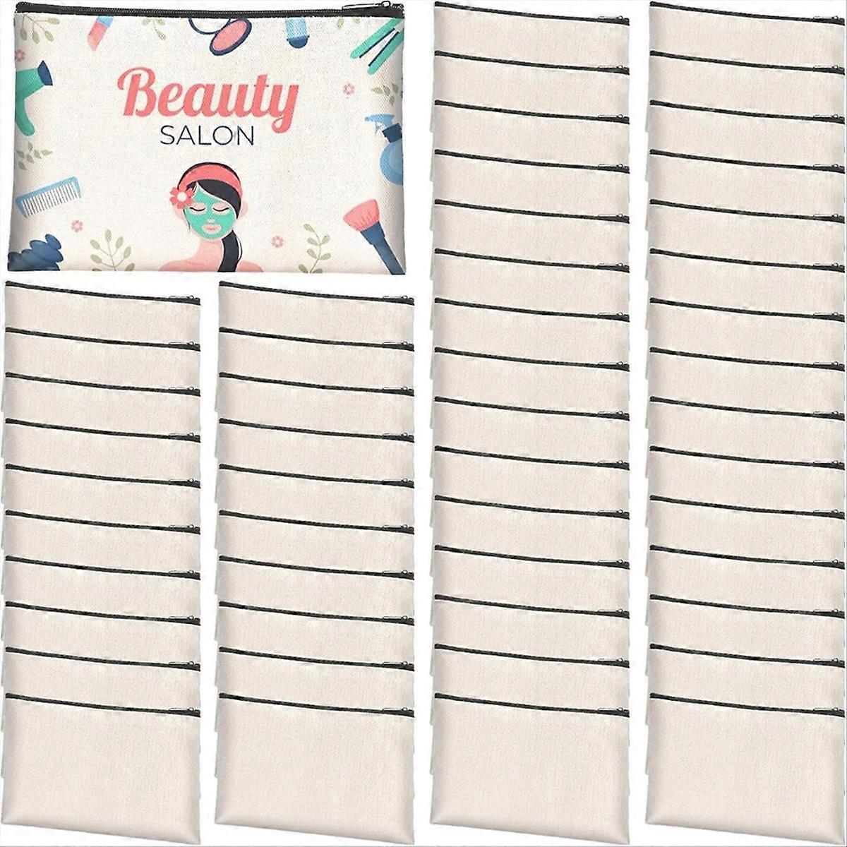 50Pcs Sublimation Blank Canvas Makeup Bags