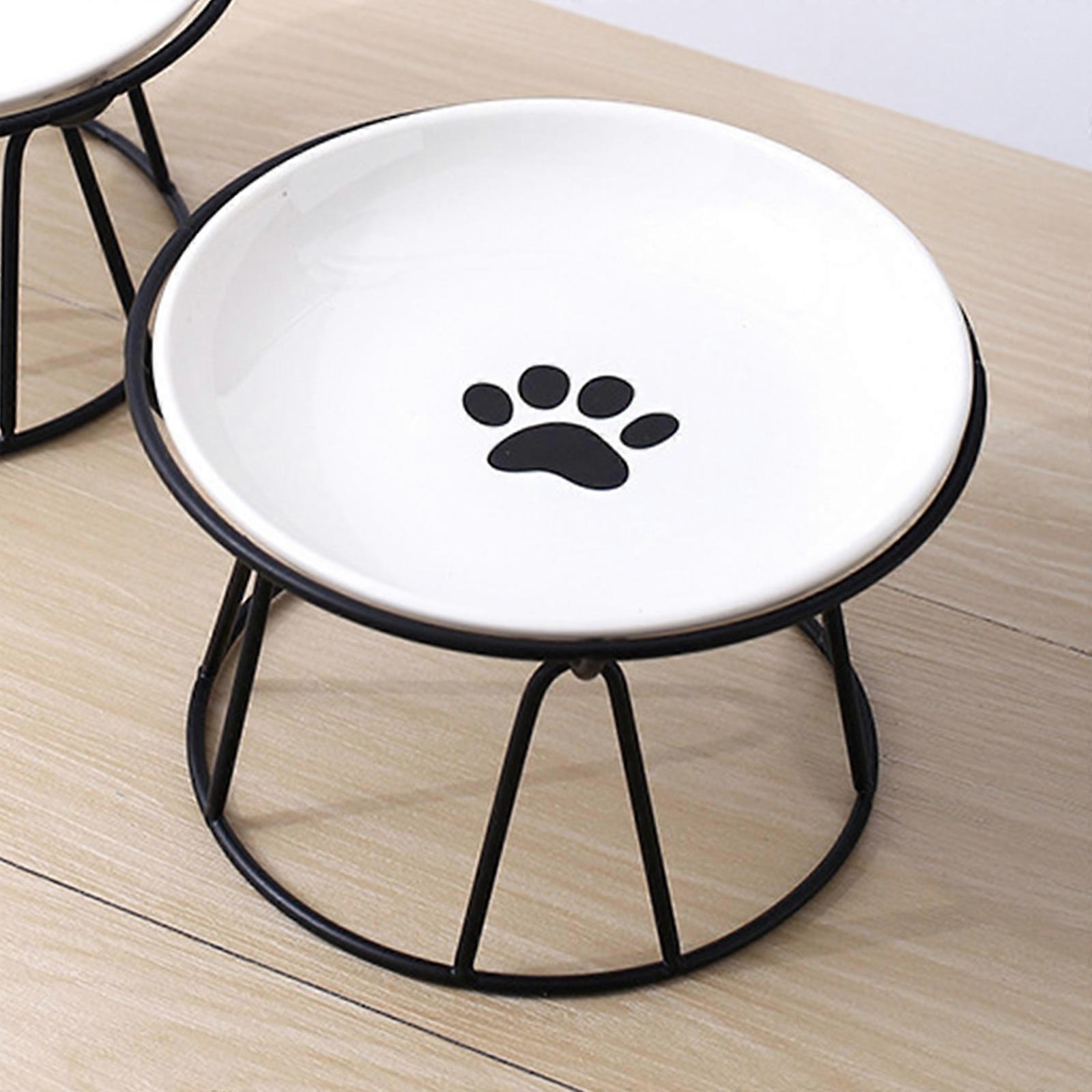 Elevated Cat Bowl Stand Only Iron Round Raised Dog Food and Water Bowl Stand cat bowl stand only without bowls metal black